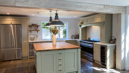 2021 Bagshots - Image 1 new kitchen with limed oak beam.JPG
